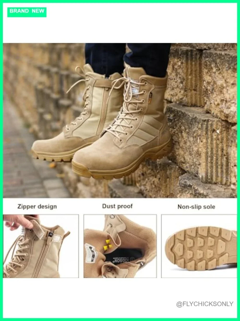 Men's Military Tactical Work Boots Side Zipper Puncture Resistant Combat Hiking